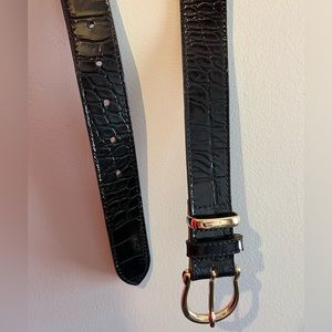 & Other Stories Black Patent Leather Croc Belt